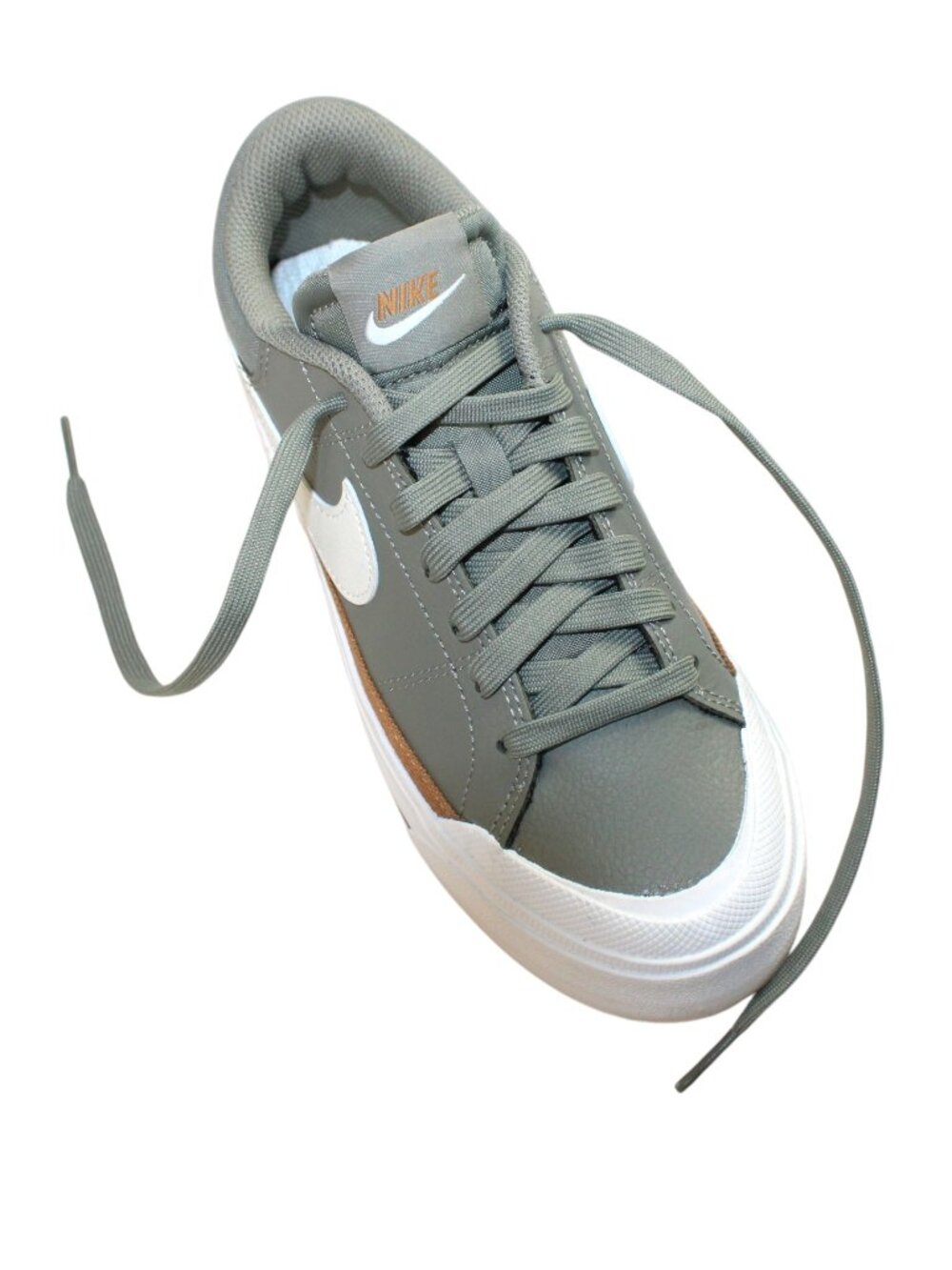Nike Court Legacy Lift Finish Line Dusty Olive Platform Casual Lace-Up Sneakers - Picture 4 of 11